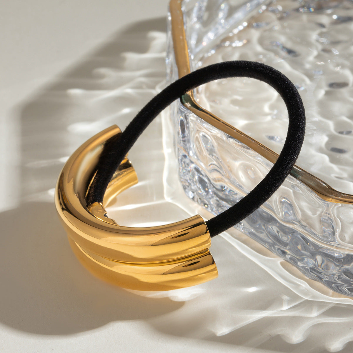 Minimalist Geometric Stainless Steel Hair Tie with Plated Finish for Ponytail