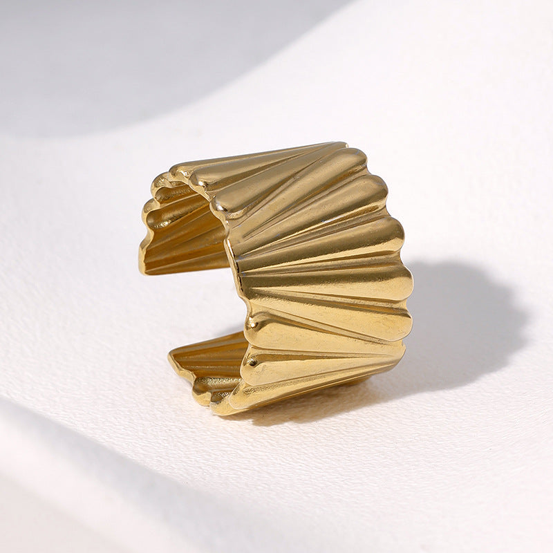 Anello aperto geometrico minimalista in acciaio inossidabile placcato oro 18K da donna