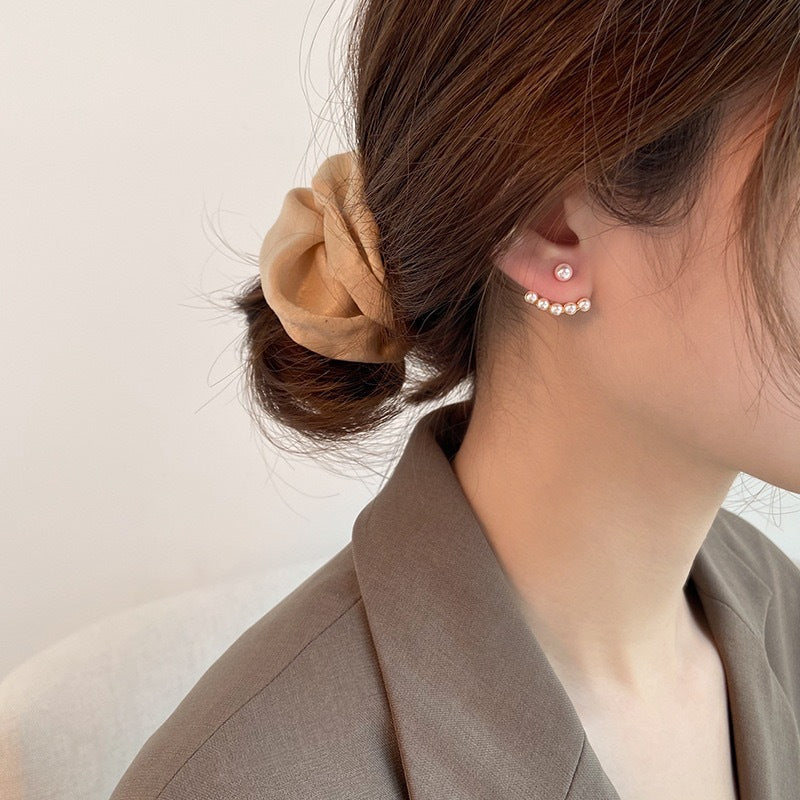 Minimalist Geometric 925 Sterling Silver Needle Brass Pearl Back Drop Earrings Irregular Design