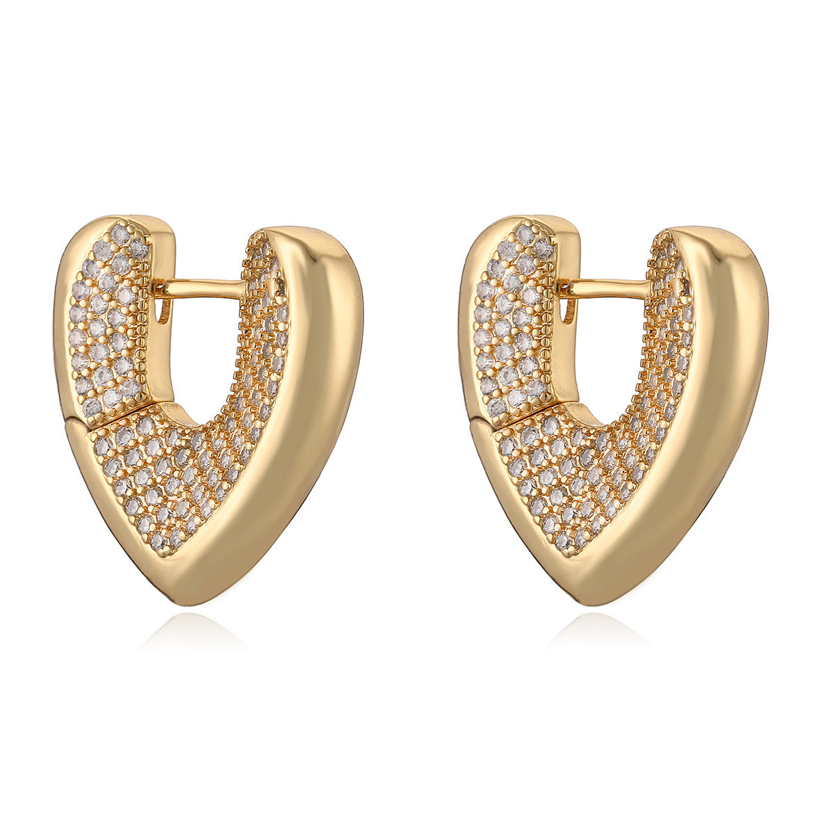 Minimalist Luxury Geometric Gold Plated Cubic Zirconia Inlay Brass Earrings for Women