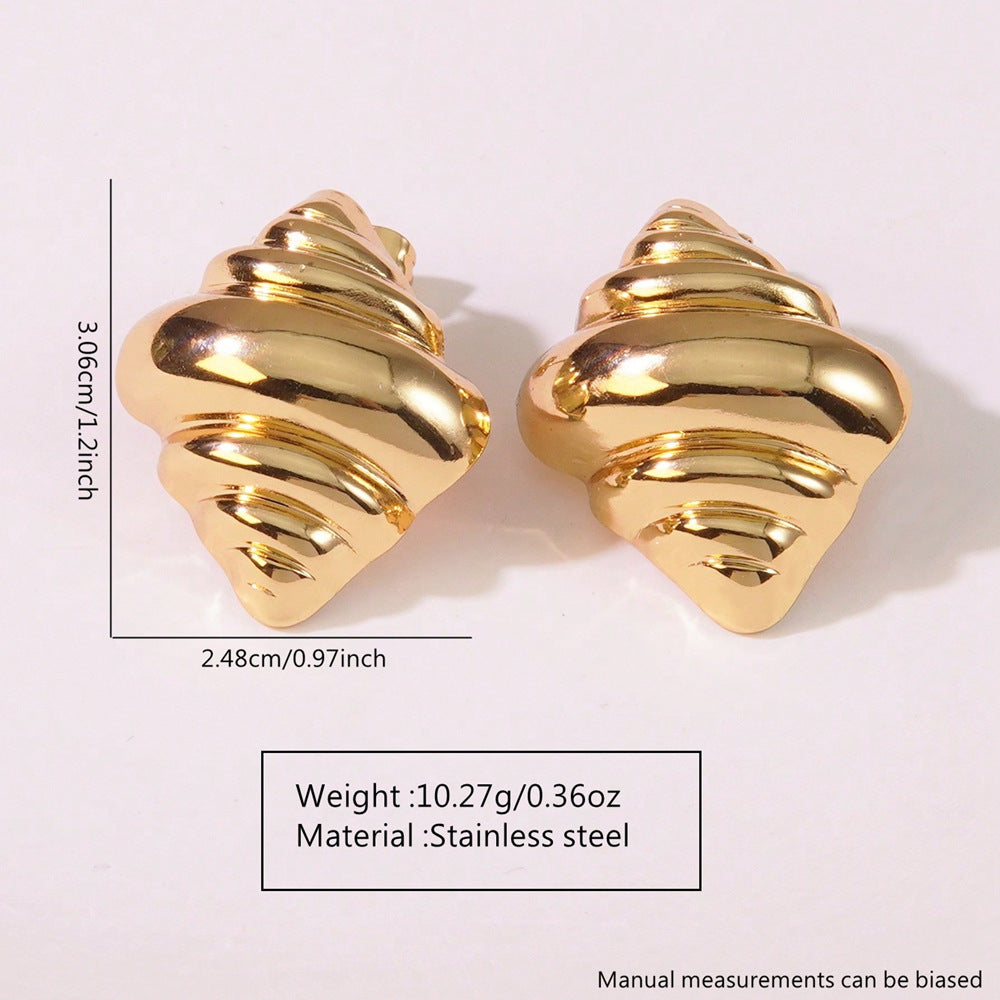 Elegant Gold Plated Stainless Steel Leaf Earrings for Women