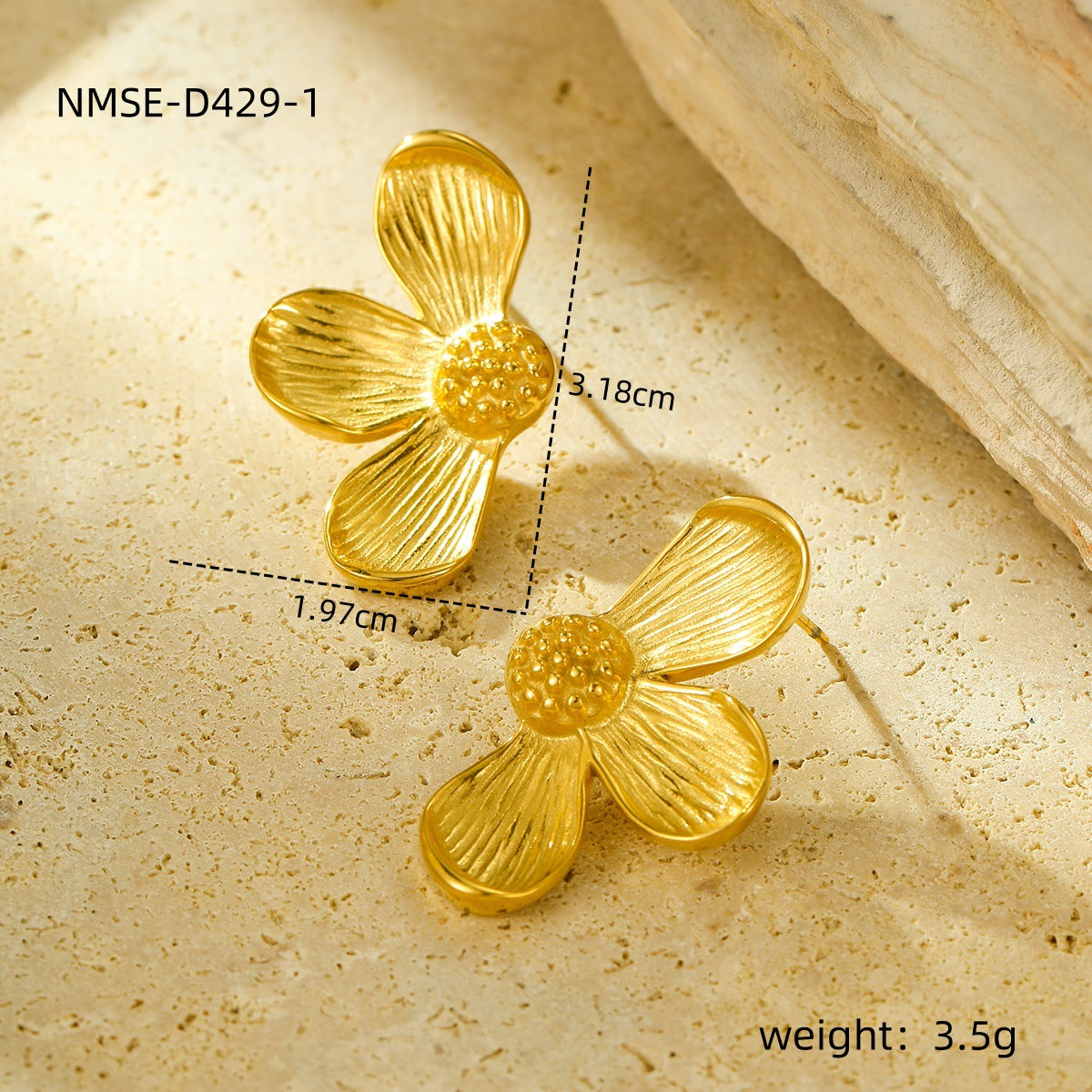 Orecchini a Petalo alla Moda Minimalisti in Acciaio al Titanio Placcati Oro 18K da Donna