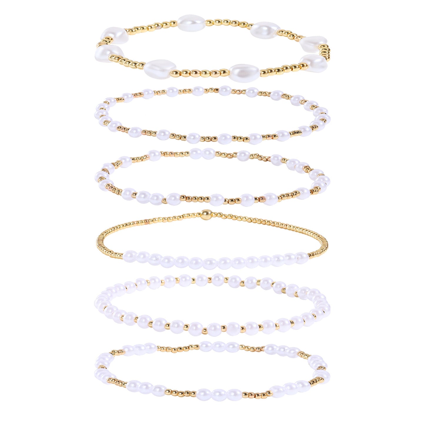 Streetwear Geometric Round Pearl Resin Bracelet Set Handmade
