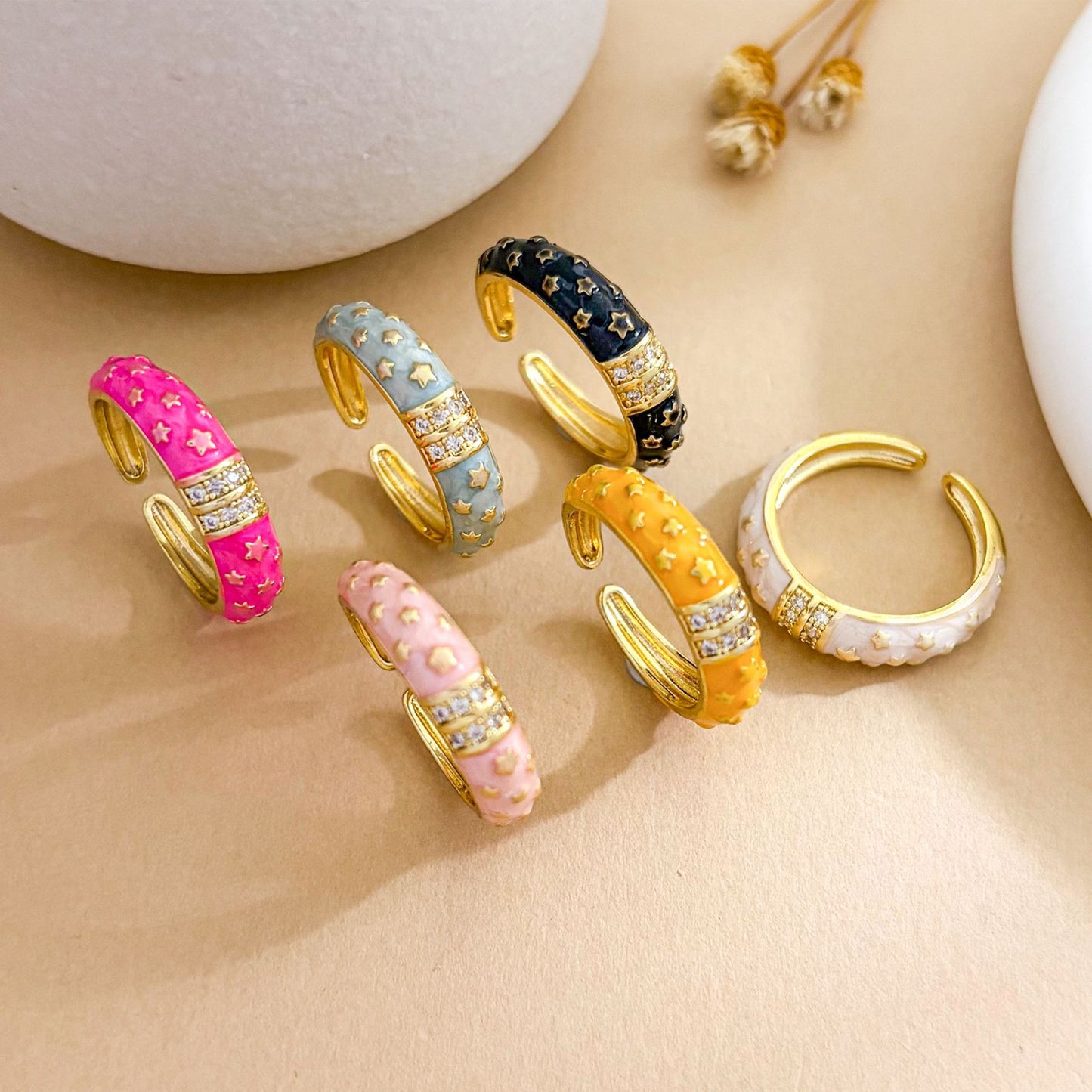 Sweet Minimalist Star Gold Plated Brass Ring for Women