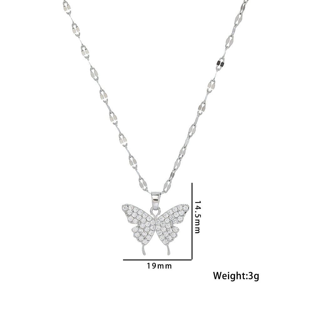 Minimalist Bow Knot Pendant Necklace for Women in Titanium Steel with Gold Plating on Wavy Chain