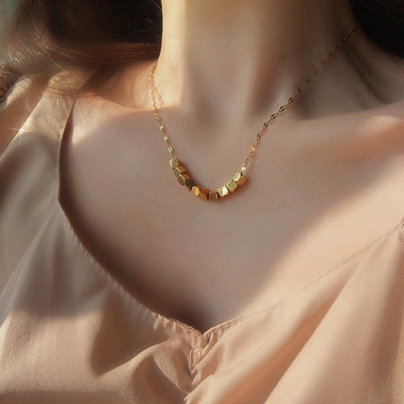 Fashion Geometric Square Pendant Necklace for Women Titanium Steel Plated Clavicle Chain Minimalist Sweater Chain
