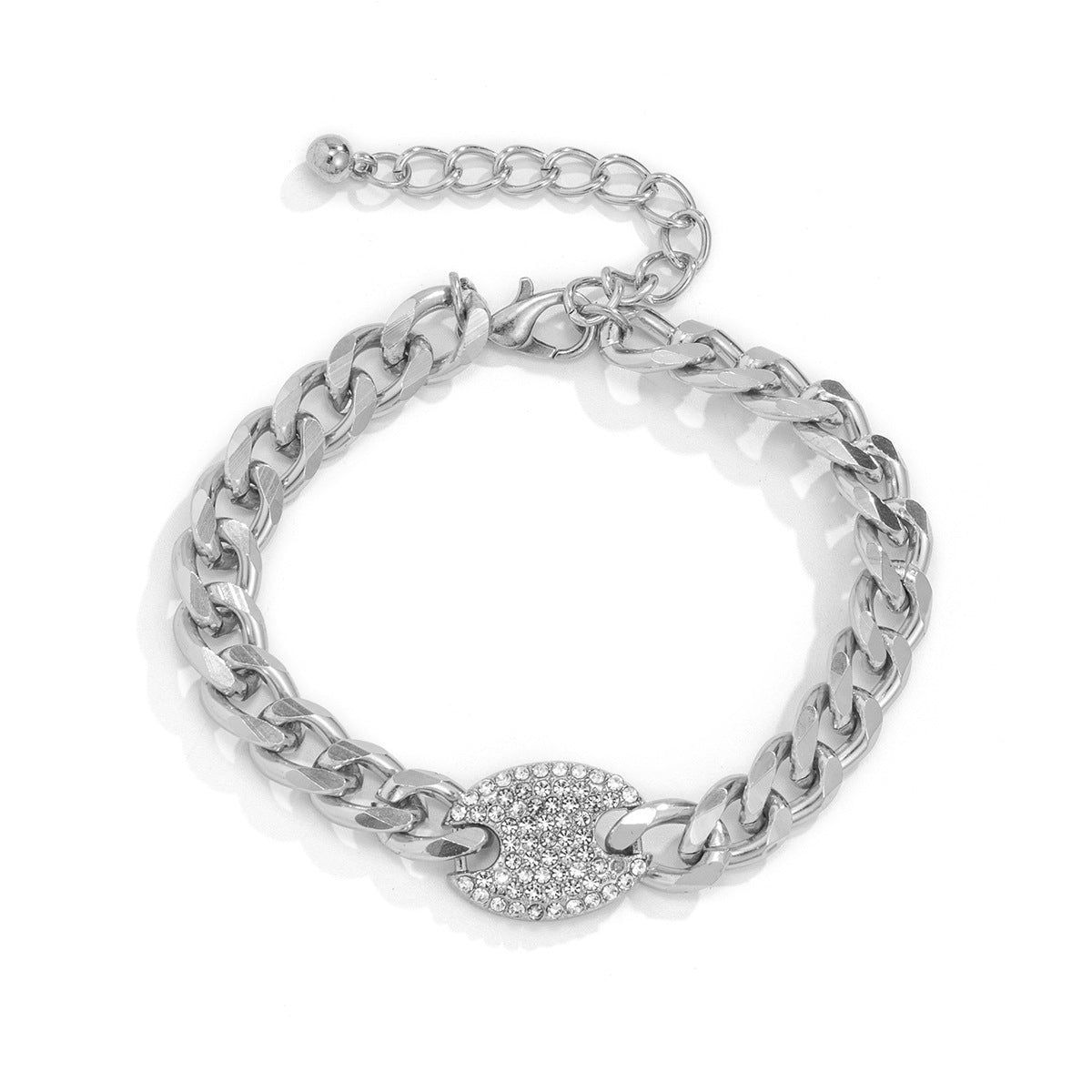Collana con ciondolo geometrico stile Punk da donna con intarsio in strass e catena a croce in lega