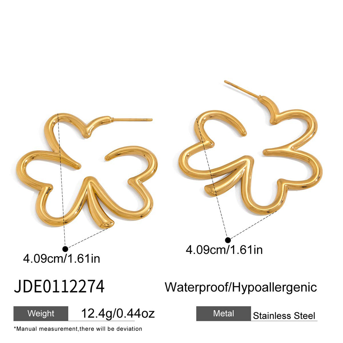 Elegant Geometric Floral Plated Stainless Steel Stud Earrings for Women