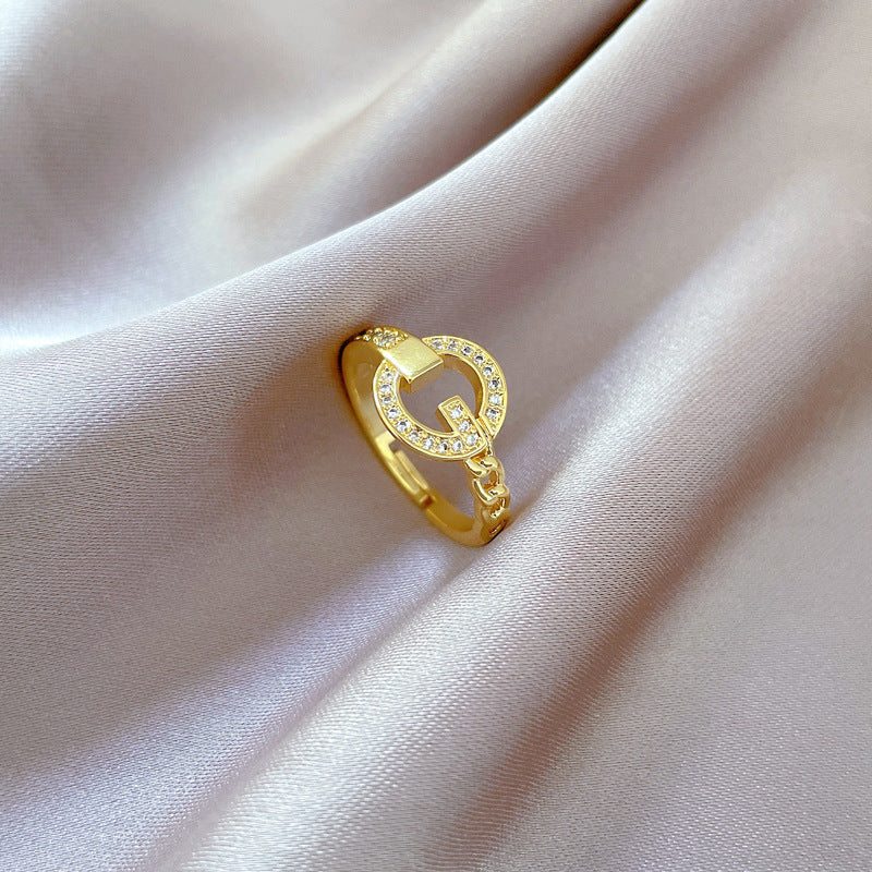 Anello in Ottone Placcato Oro a Forma di Corona in Stile Cartone Animato con Apertura Regolabile da Donna
