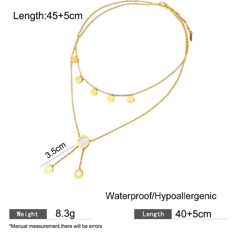 Vintage Sweet Gold Plated Butterfly Roman Number Pendant Necklace Titanium Steel Unisex
