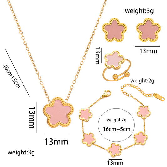 Collar de acero de titanio con diseño floral geométrico minimalista para mujer, joyería de lujo ligera con diseño de pétalos
