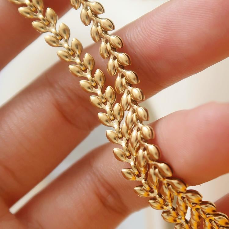 Vintage Heart Wheat Ear Titanium Steel Plated Necklace for Women