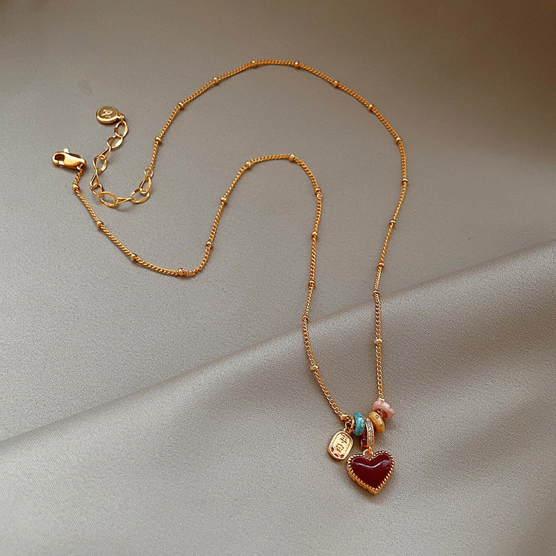 Collana in Rame a Cuore Stile Lusso Leggero con Pendente in Madreperla e Placcatura a Goccia d'Olio