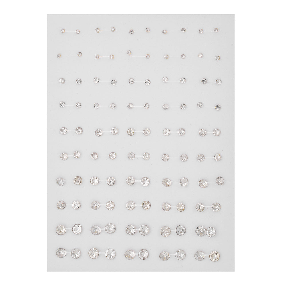 Geometric Round Rhinestone Plastic Stud Earrings for Women