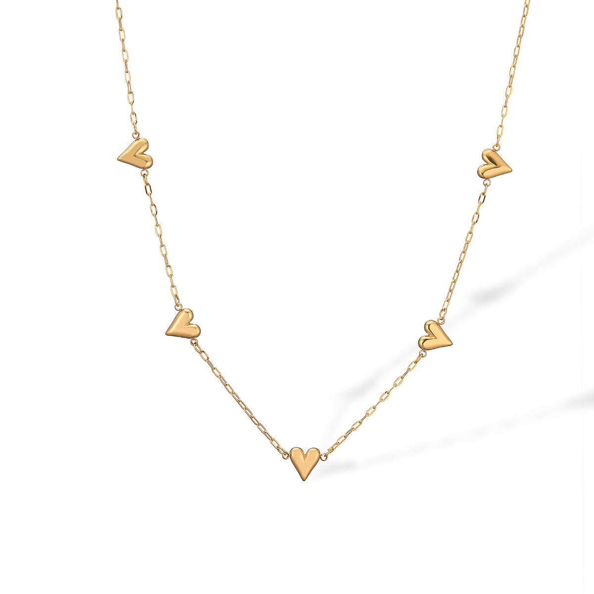 Minimalist Irregular Heart and Floral Pendant Necklace for Women Stainless Steel Clavicle Chain