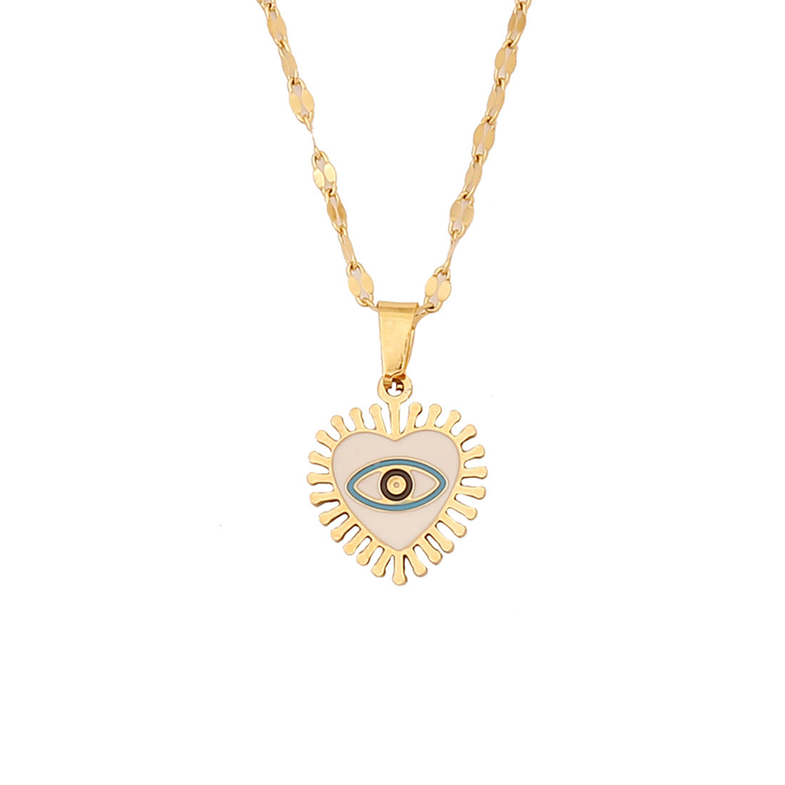 Collana Personalizzata in Acciaio Inossidabile con Smalto Geometrico a Occhio