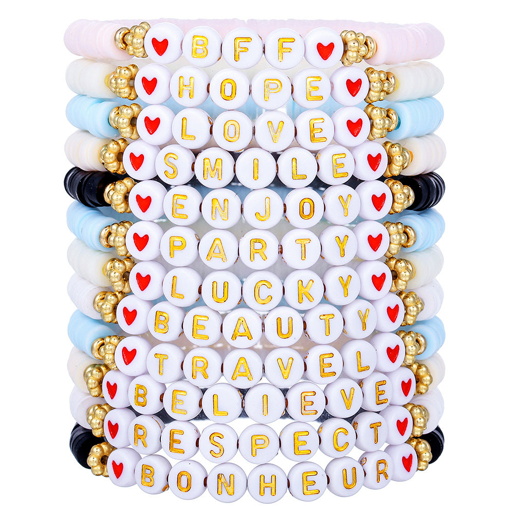 Casual Letter Resin Acrylic Bracelet Set