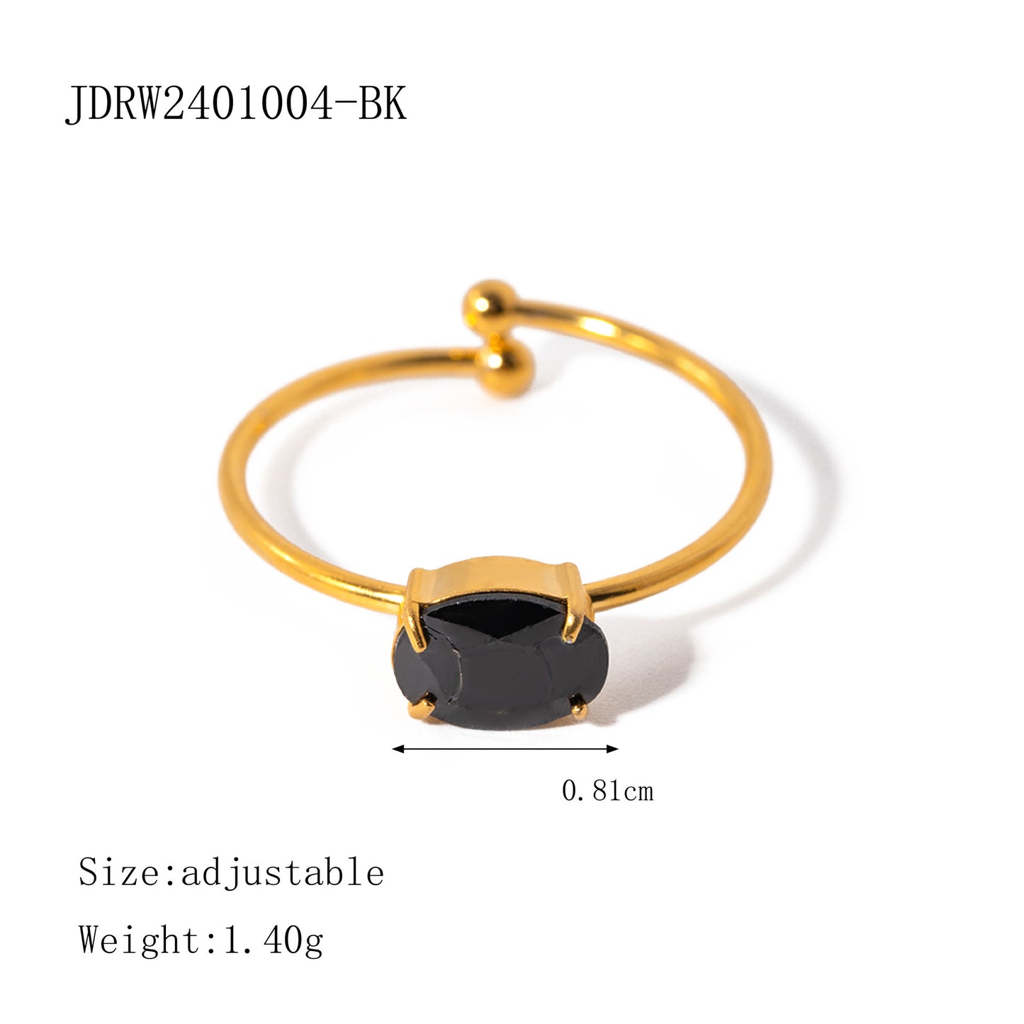 Ins Style Cute 18K Gold Plated Stainless Steel Ring with Pink Zircon Geometric Adjustable Design for Women