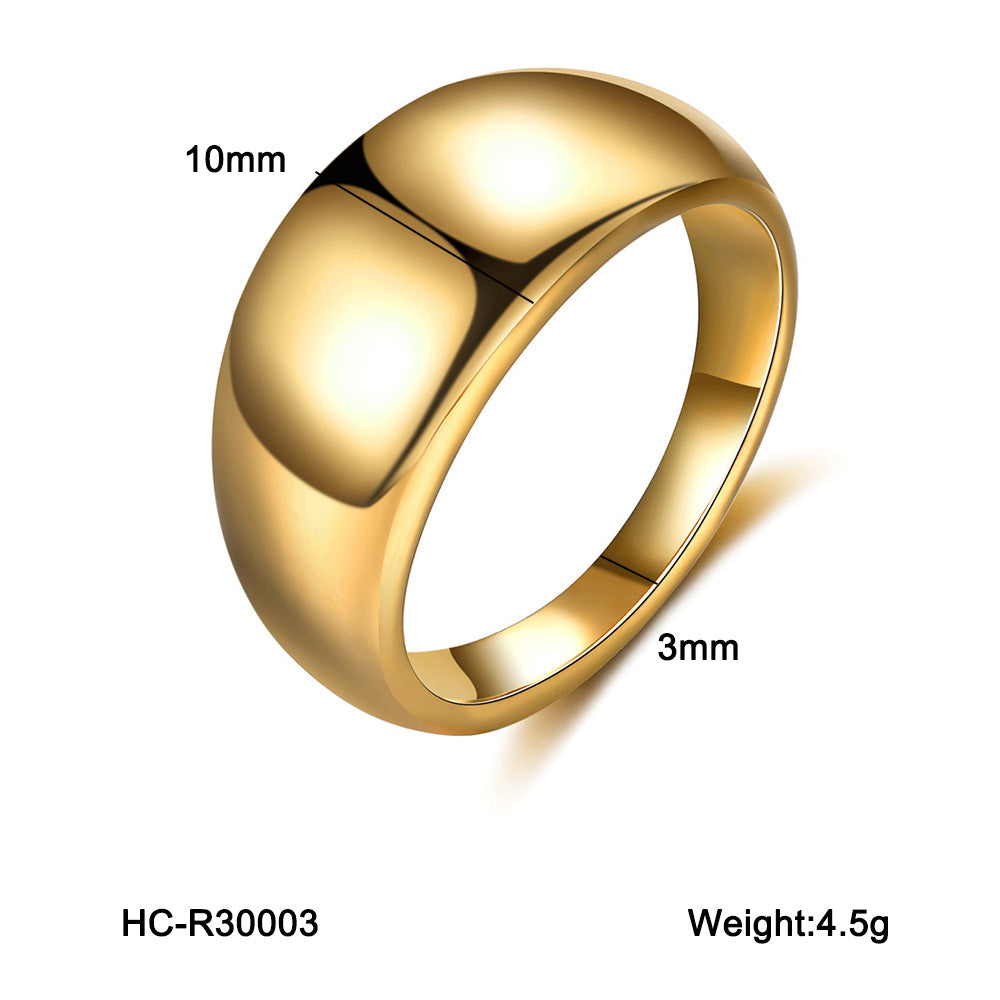 Geometric Titanium Steel Ring with Gold Plating for Women Fashionable and Fade-Resistant Band