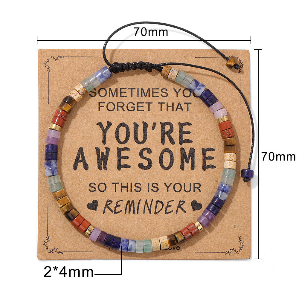 Handmade Adjustable Braided Stone Bead Bracelet Unisex DIY Charm Bar