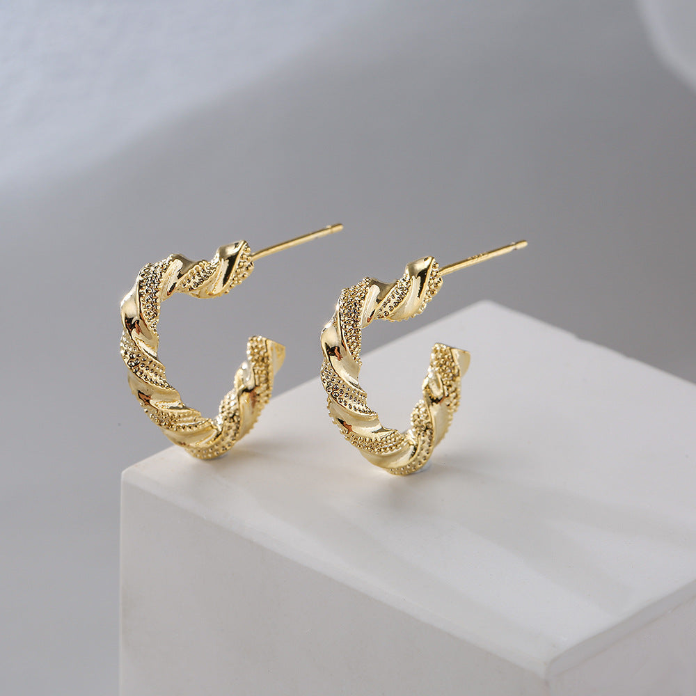 Minimalist Heart-Shaped Copper Earrings with 18K Gold Plating and 925 Sterling Silver Posts for Women