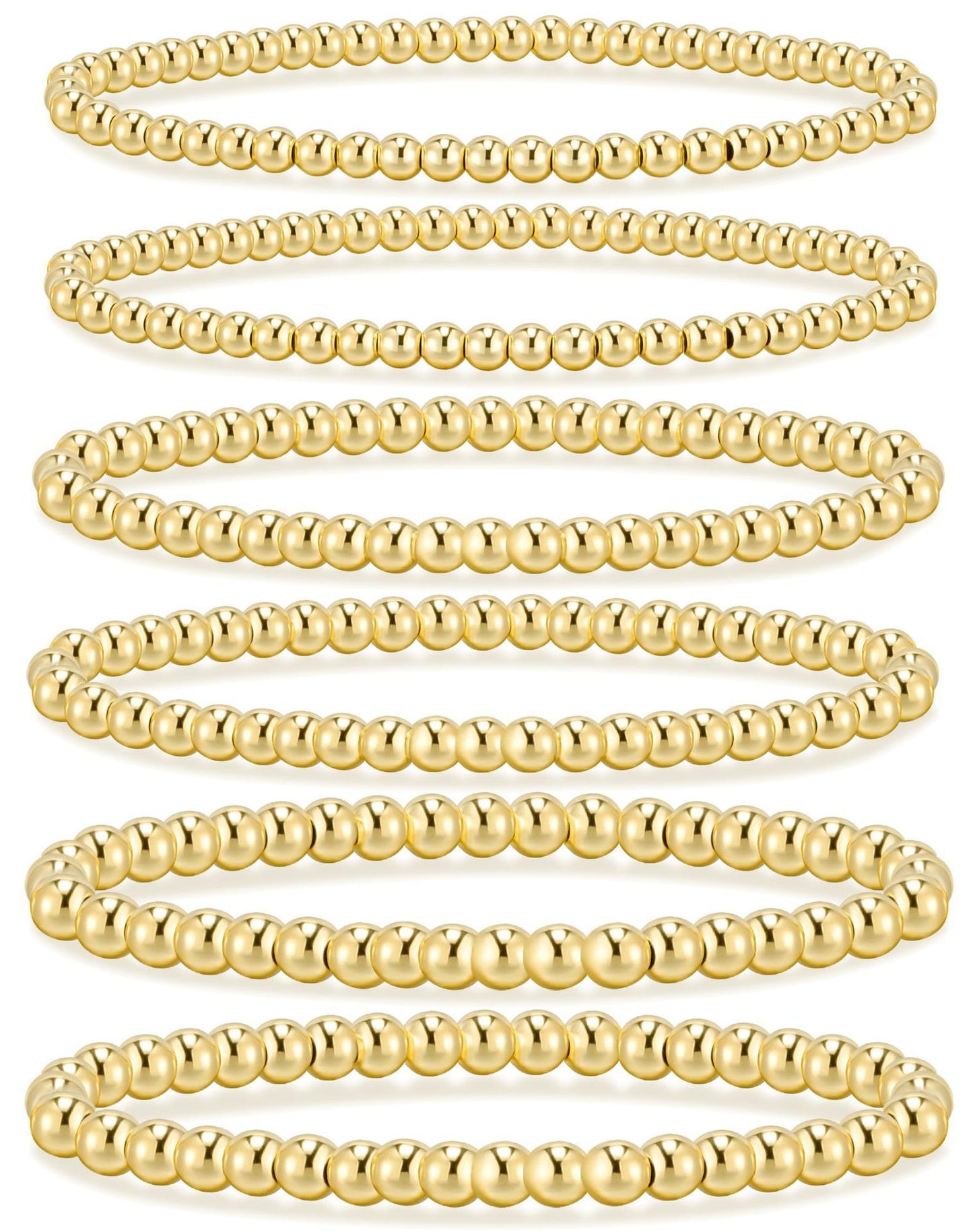 Gold Plated Hematite Beaded Stretch Bracelet Set