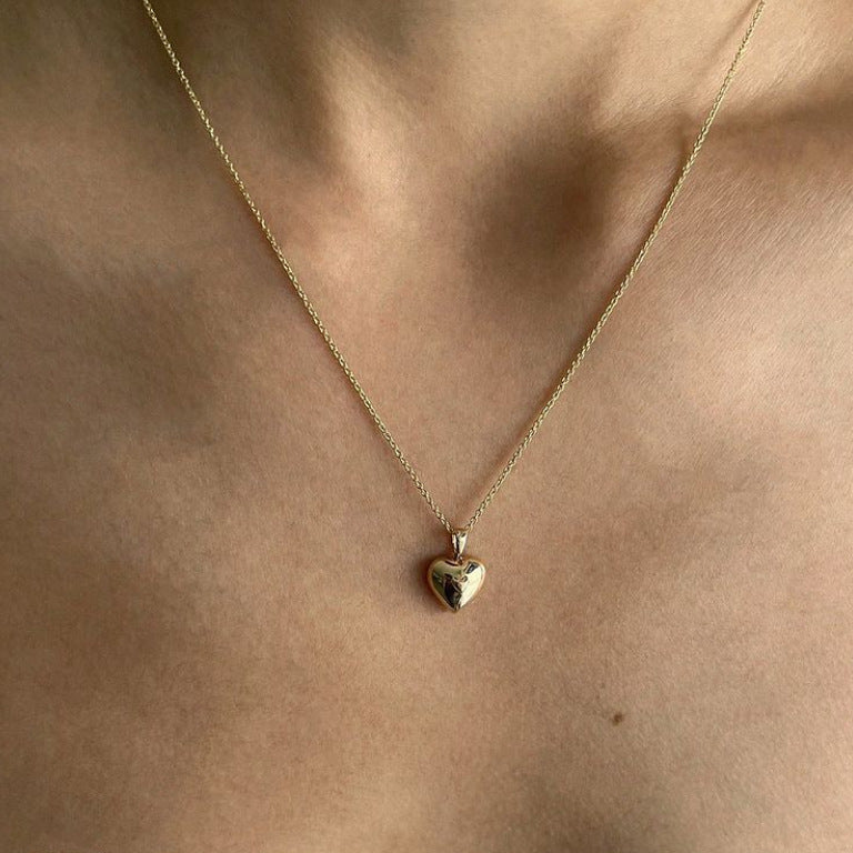 Collana minimalista a forma di cuore in argento sterling 925 con effetto fiamma fredda