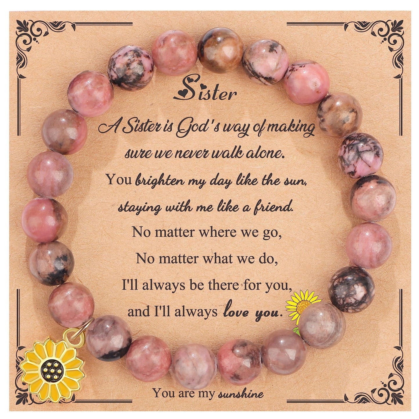 Sweet Floral Sunflower Gemstone Charm Bracelet for Women