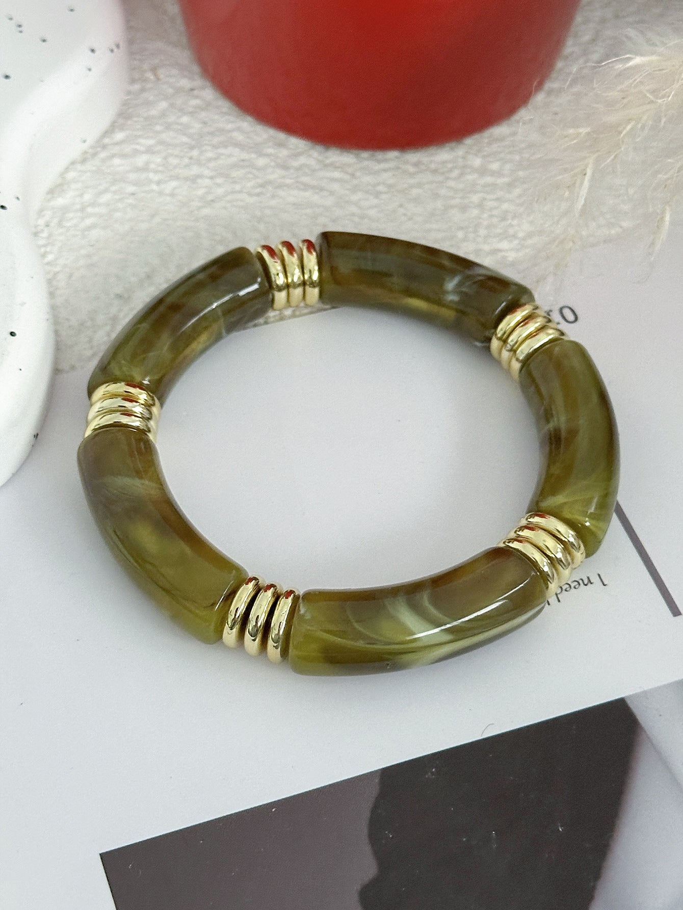 Bracciale Vintage Geometrico Acrilico a Goccia di Olio con Gradiente