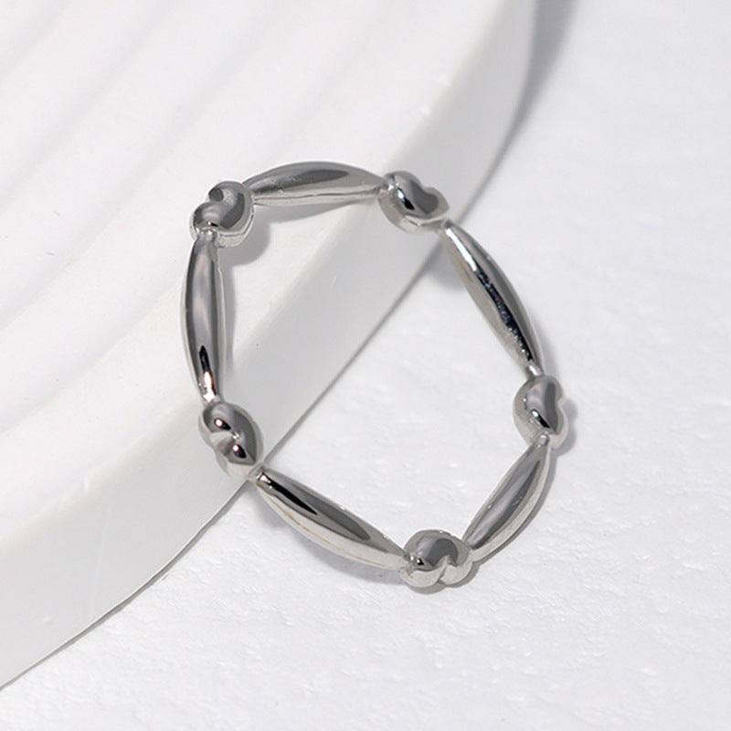 Anello da donna in acciaio inossidabile a forma di cuore, minimalista, con finitura galvanica