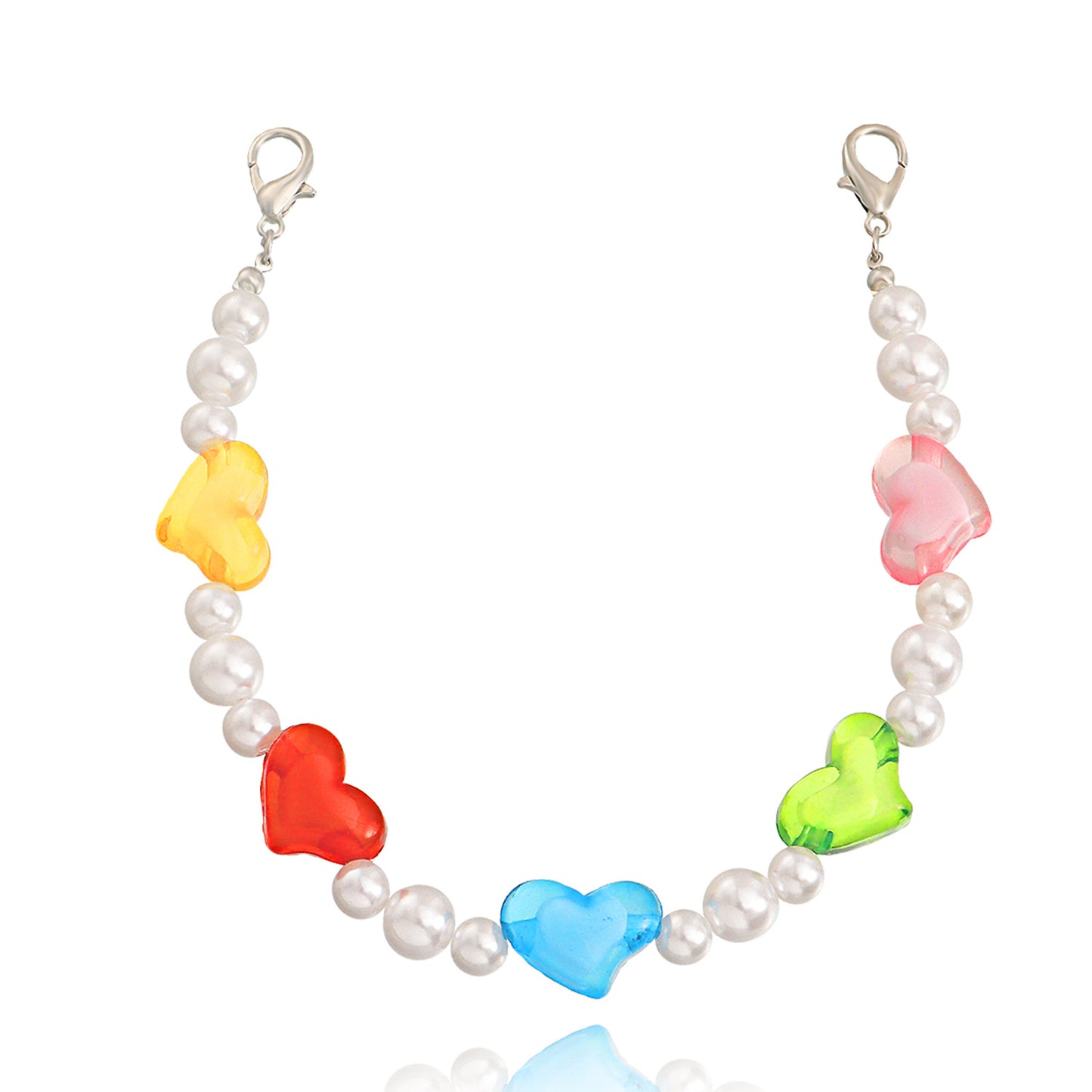 Geometric Heart-Shaped Alloy Anklet for Women with Ethnic Style and Colorful Accent Design