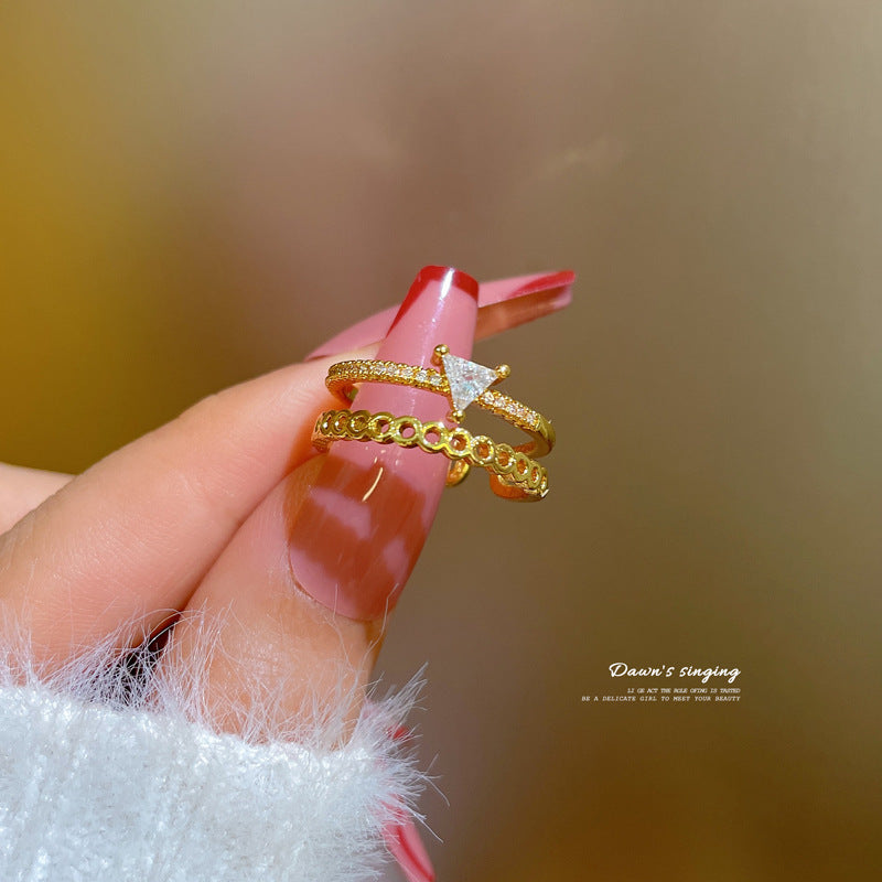 Anello in ottone a forma di corona in stile Kawaii con placcatura in oro e fascia aperta regolabile da donna
