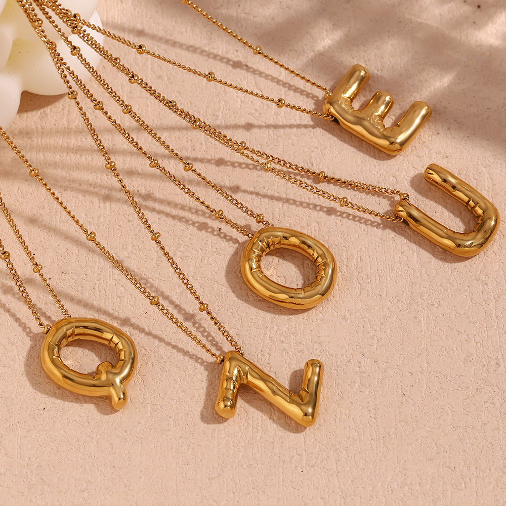 Fashionable Letter-Shaped Stainless Steel Pendant Necklace with 18K Gold Plating for Women
