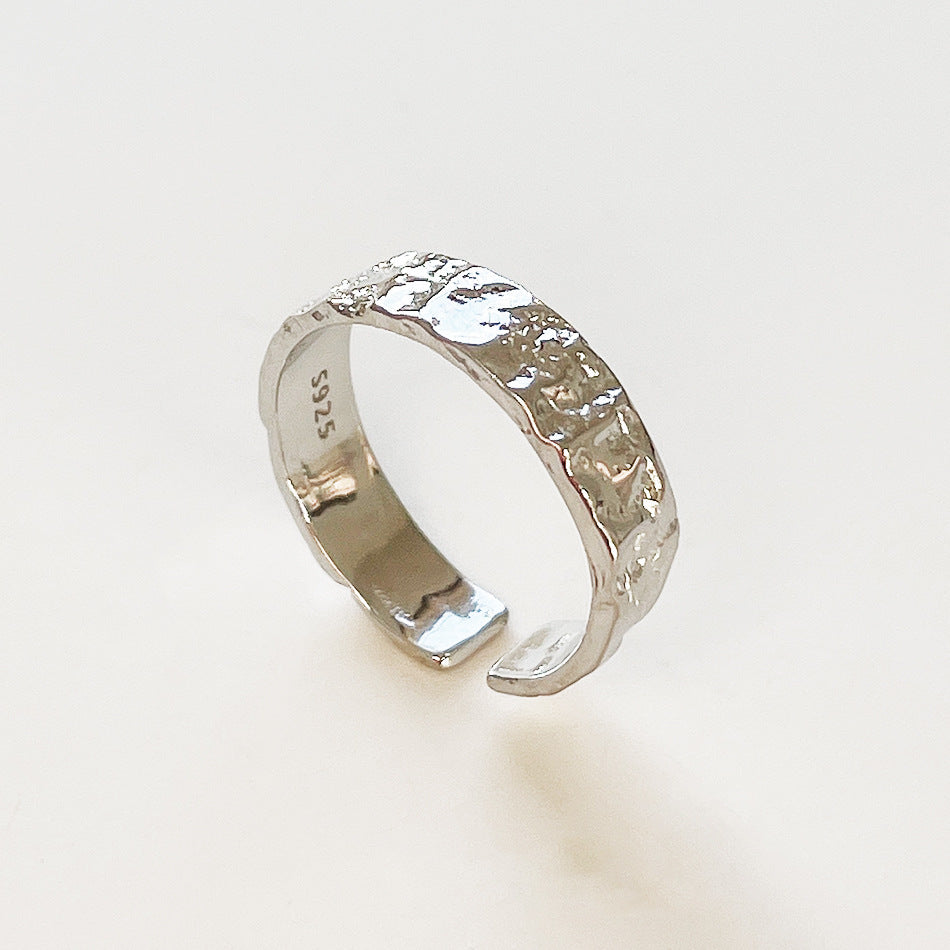 Anello da donna a cuore irregolare geometrico placcato argento sterling 925