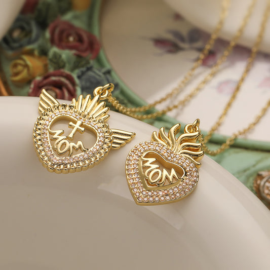 Minimalist Heart-Shaped Copper Pendant Necklace with Real Gold Plating and Zircon Accents for Women