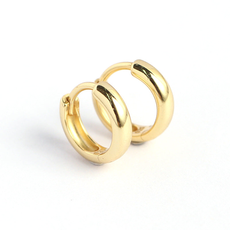 Minimalist Geometric Shiny Silver Hoop Earrings in 925 Sterling Silver with Plated Finish