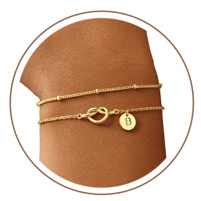 Fashion Layered Stainless Steel Letter Bracelet for Women