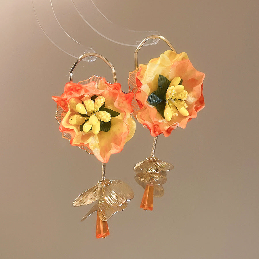 Orecchini a perno eleganti floreali in cristallo da donna con perni in acciaio placcato Collezione Primavera Gioielli per orecchie minimalisti chic