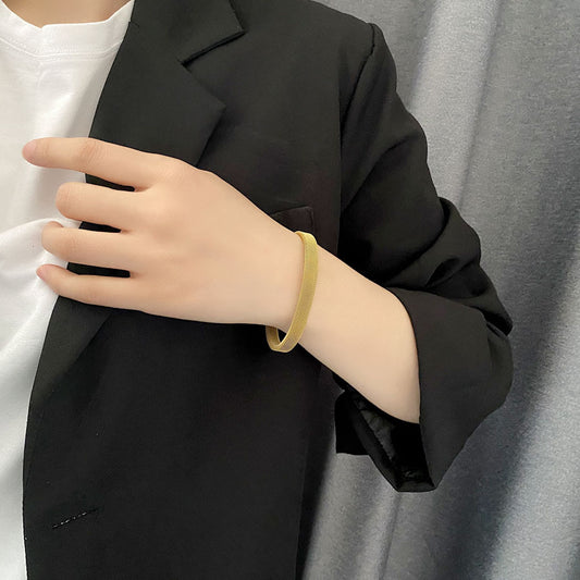 Pulsera trenzada de acero inoxidable a la moda con acabado galvanizado, forma ovalada geométrica, hipoalergénica, resistente al deslustre, joya de puño ajustable