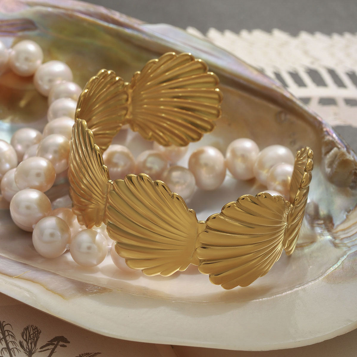 Wide Plated Stainless Steel Cuff Bracelet