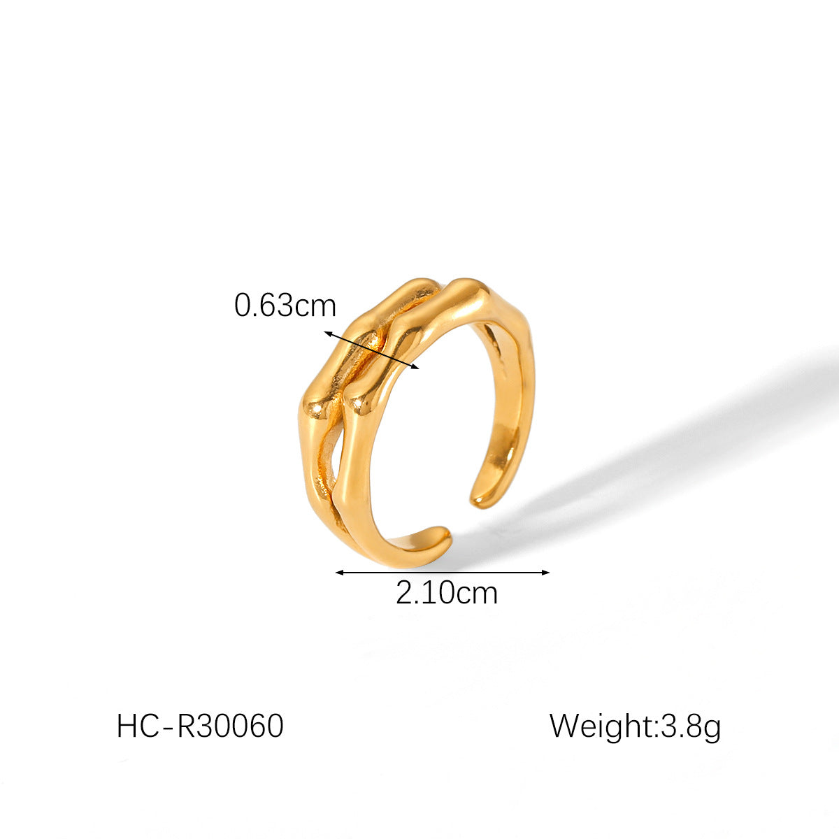 Anello da donna alla moda placcato oro 18 carati in acciaio inossidabile martellato a forma di fiocco con perla e zircone