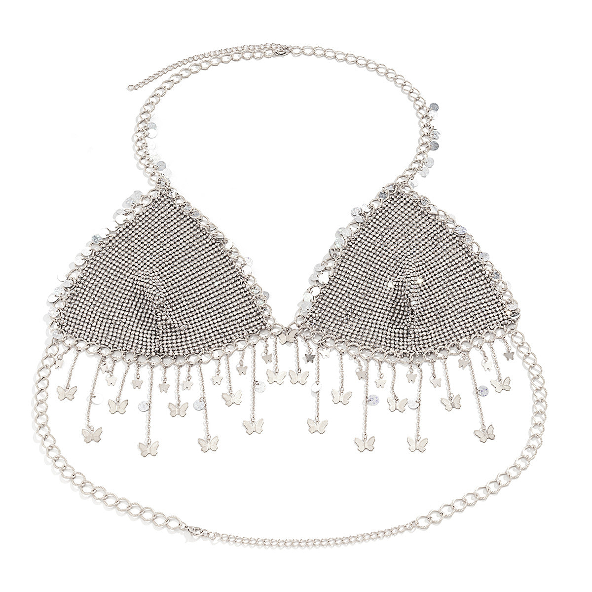 Rustic Style Star-Shaped Alloy Body Chain with Rhinestone Inlay and Tassel Detail for Women