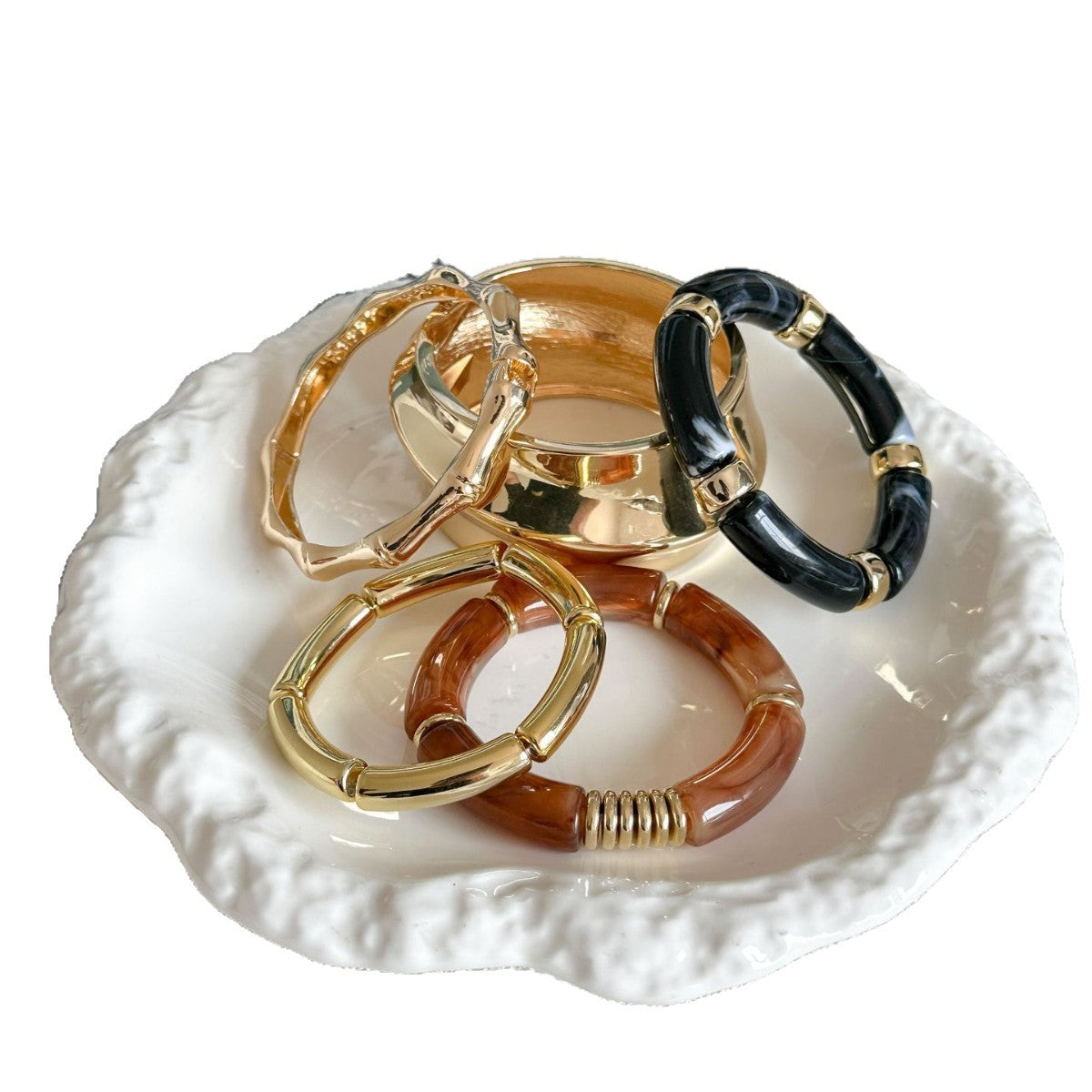 Geometric Alloy Plated Bracelet Set