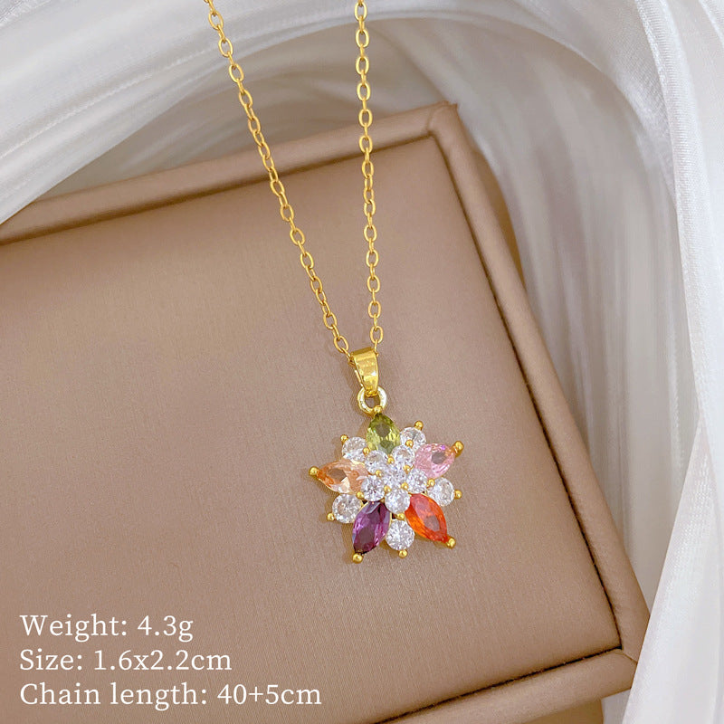 Sweet Minimalist Animal Shape Micro-Inlaid Cubic Zirconia Brass Pendant Titanium Steel Necklace for Unisex