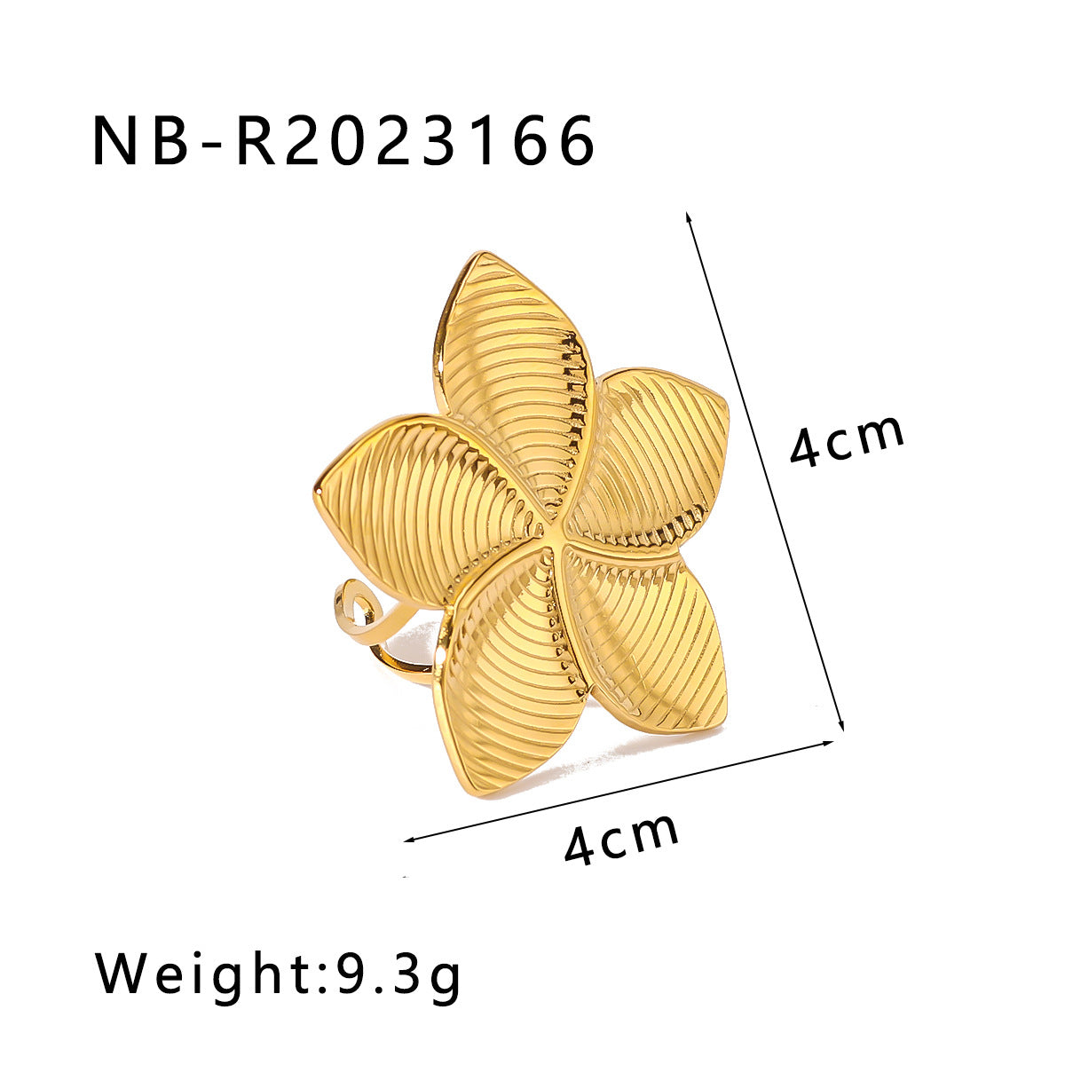 Minimalist Bohemian Floral and Geometric Stainless Steel Ring for Women with 18K Vacuum Plating