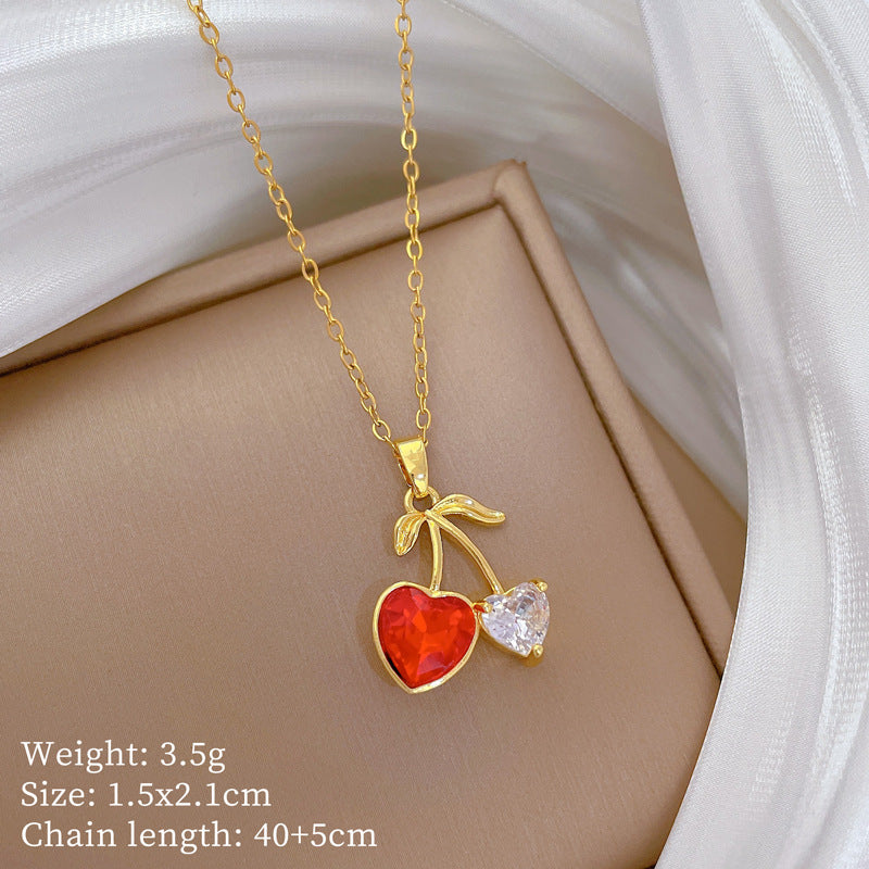 Geometric Style Titanium Steel Necklace with Copper Pendant Plated in Real Gold for Women and Men