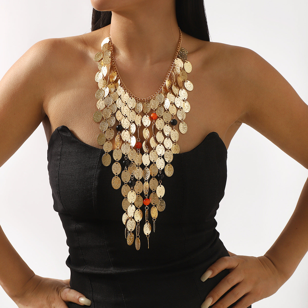 Collana con ciondolo geometrico retrò minimalista con catena in lega placcata per donna