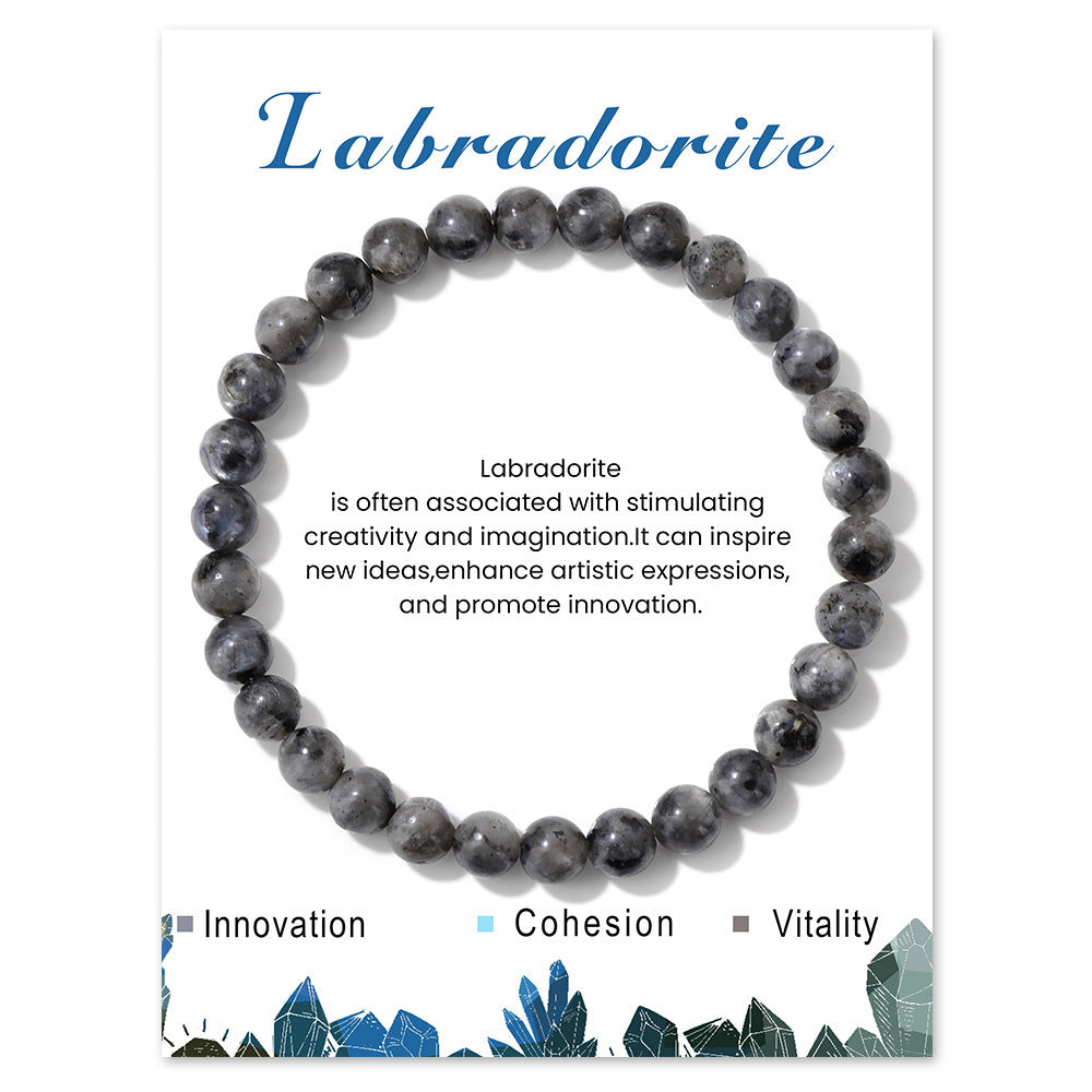 6mm Natural Crystal Beaded Bracelet Unisex Elastic Stretch Bangle