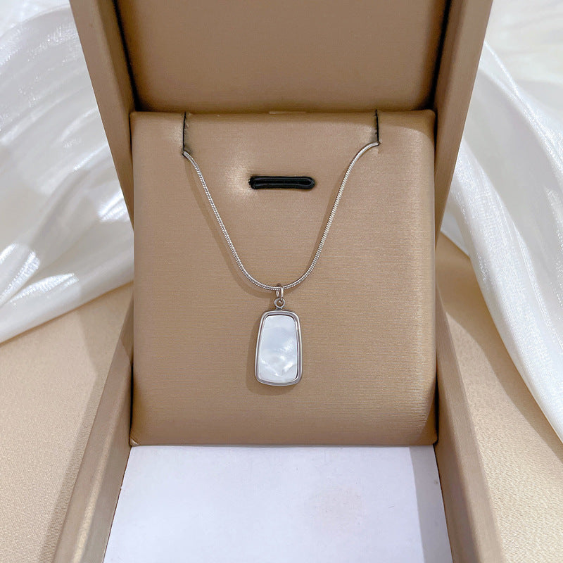 Geometric Snake Chain Necklace for Women Titanium Steel Plated Locket Necklace
