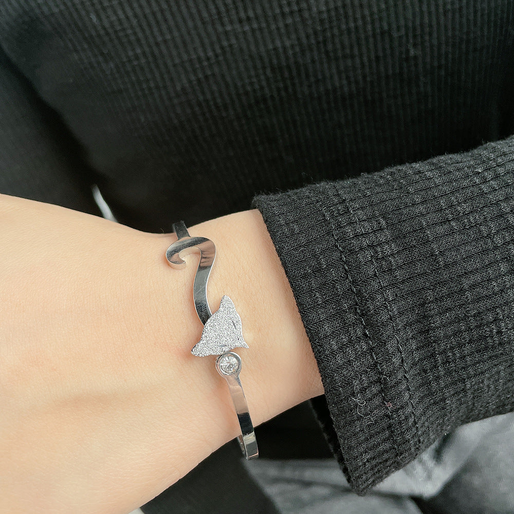 Matte Fox Geometric Titanium Steel Cuff Bracelet